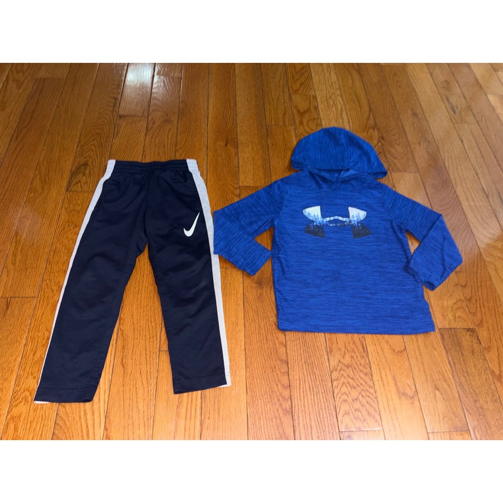 Nike Dri-FIT Pants and Under outfit ArmourHoodie Set Kids Size 4T 4 Blue Navy